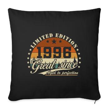 1996 Vintage Cadeau D'anniversaire Homme Femme - Housse de coussin décorative 45 x 45 cm - noir - Devant