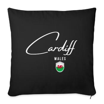 Cardiff Wales, elegant design Cardiff - Sofa pillowcase 17,3'' x 17,3'' (45 x 45 cm) - black - Front