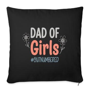 Papa des filles en infériorité numérique Papa Shirt - Housse de coussin décorative 45 x 45 cm - noir - Devant
