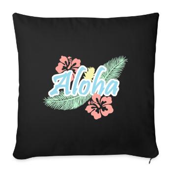 Fleurs tropicales d’été Aloha - Housse de coussin décorative 45 x 45 cm - noir - Devant