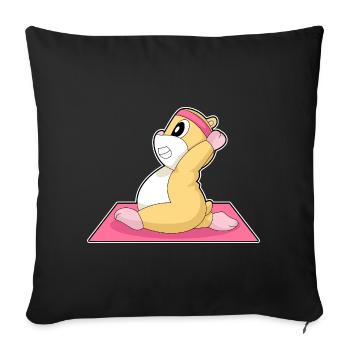Hamster Yoga Fitness Gymnastics - Sofa pillowcase 17,3'' x 17,3'' (45 x 45 cm) - black - Front