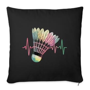  Badminton Herzschlag Bunter Federball Puls Für - Sofakissenbezug 45 x 45 cm - Schwarz - Vorne