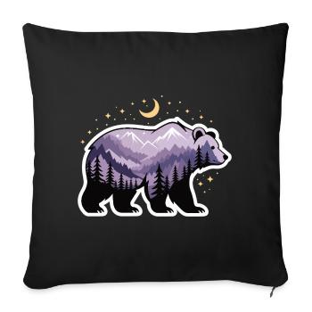 Bear Mountain Landscape Moon and Forest - Sofa pillowcase 17,3'' x 17,3'' (45 x 45 cm) - black - Front