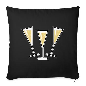 3 Sektgläser (Sekt / Trichter / Zu / 3C) - Sofakissenbezug 45 x 45 cm - Schwarz - Vorne