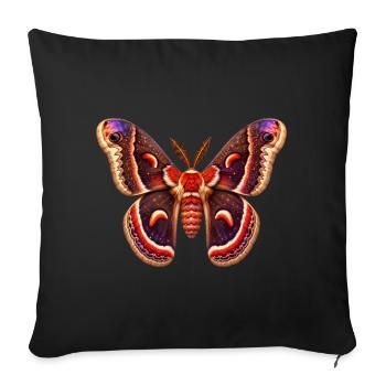 Cecropia Moth Hyalophora cecropia Cartoon Style - Sofa pillowcase 17,3'' x 17,3'' (45 x 45 cm) - black - Front