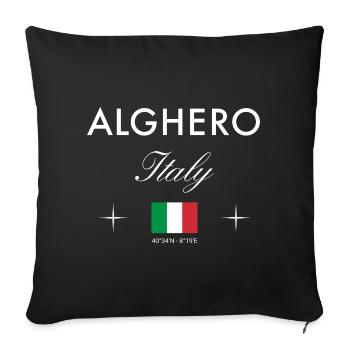 Coordonnées d’Alghero Sardaigne Souvenir de voyage - Housse de coussin décorative 45 x 45 cm - noir - Devant