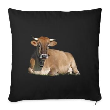 Ruhendes Rind - Sofakissenbezug 45 x 45 cm - Schwarz - Vorne