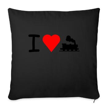J'adore train locomotive locomotive - Housse de coussin décorative 45 x 45 cm - noir - Devant