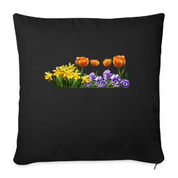 daffodils roses rosen blumen flowers tulips tulpen - Sofakissenbezug 45 x 45 cm - Schwarz - Vorne