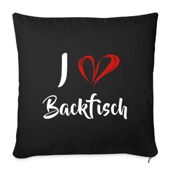 Kirmis Fisch - I Love Backfisch - Sofakissenbezug 45 x 45 cm - Schwarz - Vorne