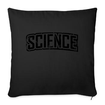 vintage science script logo en détresse - Housse de coussin décorative 45 x 45 cm - noir - Devant