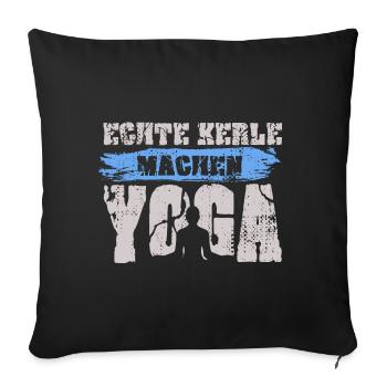 Echte Kerle machen Yoga: Yoga Männer - Sofakissenbezug 45 x 45 cm - Schwarz - Vorne