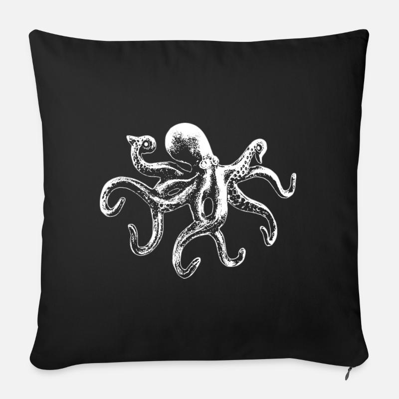 Oktopus Tintenfisch Krake Meerestier Geschenk - Sofakissenbezug 45 x 45 cm - Schwarz