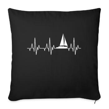 Heartbeat ECG voilier voilier - Housse de coussin décorative 45 x 45 cm - noir - Devant