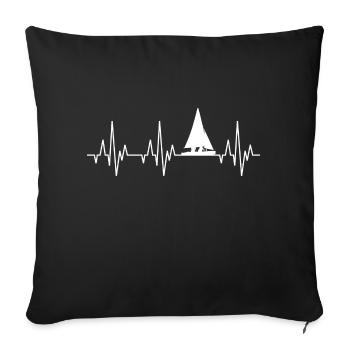 Heartbeat ECG voilier voilier - Housse de coussin décorative 45 x 45 cm - noir - Devant