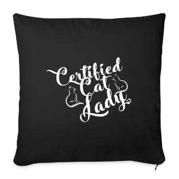 Cat Lady T Shirt - Housse de coussin décorative 45 x 45 cm - noir - Devant