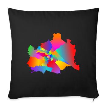 buntes Wien, tolerantes Wien, Wiener Bezirke - Sofakissenbezug 45 x 45 cm - Schwarz - Vorne