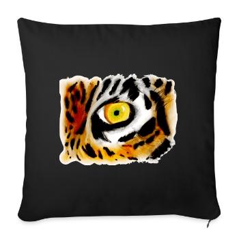 Oeil de tigre d'un tigre adulte - Housse de coussin décorative 45 x 45 cm - noir - Devant
