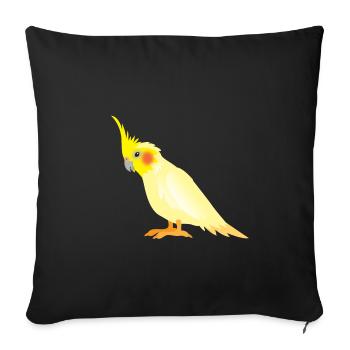 Realistic yellow cockatiel with red cheeks - Sofa pillowcase 17,3'' x 17,3'' (45 x 45 cm) - black - Front