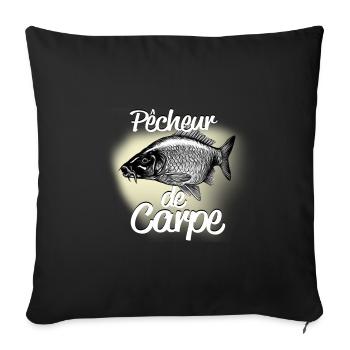 Carpe, Je suis un pêcheur de carpe - Housse de coussin décorative 45 x 45 cm - noir - Devant