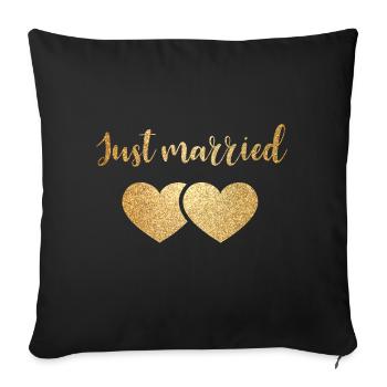 just married 2hearts - Sofa pillowcase 17,3'' x 17,3'' (45 x 45 cm) - black - Front