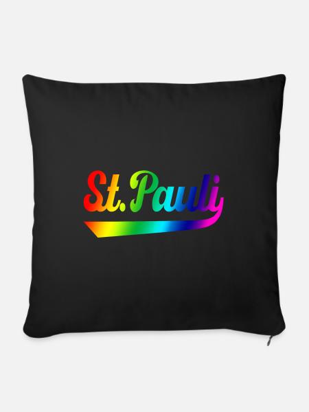 St Pauli Hamburg Regenbogen - Sofakissenbezug 45 x 45 cm - Schwarz