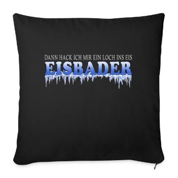 glace baignade pêche sur glace motivation hiver baignade glace rose - Housse de coussin décorative 45 x 45 cm - noir - Devant