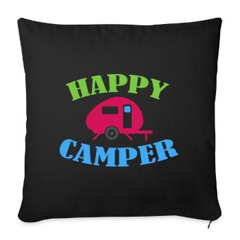 Camping Happy Camper - Housse de coussin décorative 45 x 45 cm - noir - Devant