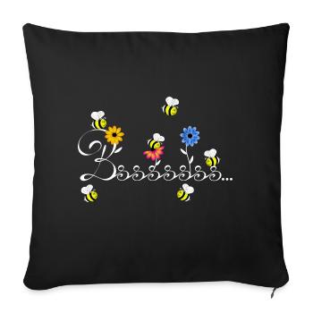 Hummel Abeille Guêpe fleur fleur miel printemps - Housse de coussin décorative 45 x 45 cm - noir - Devant