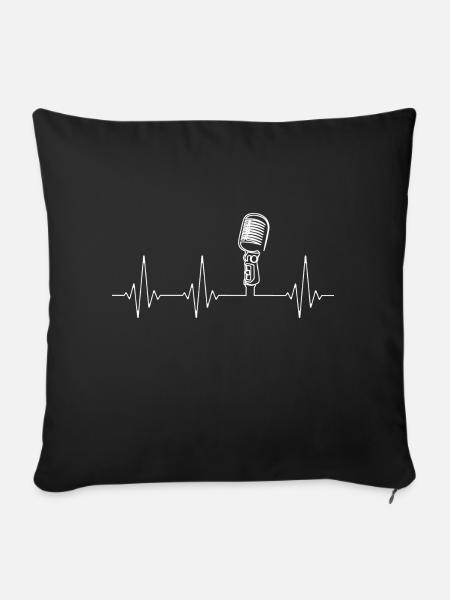 Sänger Mikrofon Herzschlag als Musiker Geschenk - Sofakissenbezug 45 x 45 cm - Schwarz