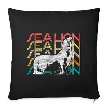 Sea Lion Sea cow animal welfare gift idea - Sofa pillowcase 17,3'' x 17,3'' (45 x 45 cm) - black - Front