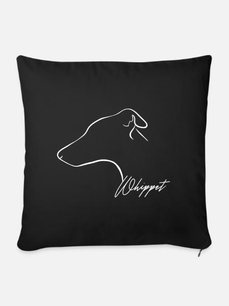 WHIPPET Profil Wilsigns Windhund Hunde Windhunde - Sofakissenbezug 45 x 45 cm - Schwarz