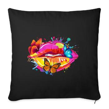 Kiss Mouth Smacker Gift Idea T-Shirt - Sofa pillowcase 17,3'' x 17,3'' (45 x 45 cm) - black - Front