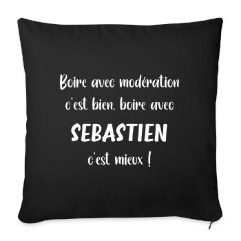 Boire avec sebastien c'est mieux - Housse de coussin décorative 45 x 45 cm - noir - Devant