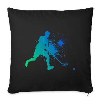 Hockey Unihockey Salibandy Floorball Unihockeyspie - Housse de coussin décorative 45 x 45 cm - noir - Devant