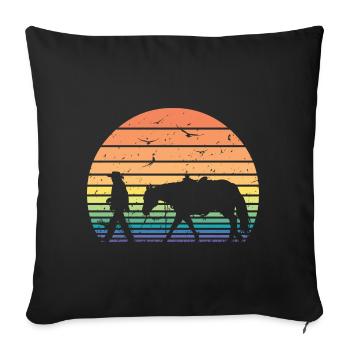 Retro Vintage Horseman Horse Lover Equestrian Gift - Sofa pillowcase 17,3'' x 17,3'' (45 x 45 cm) - black - Front