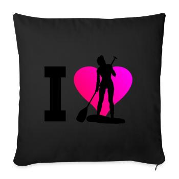 Stand up paddle pour hommes Stand up paddle pour femmes - Housse de coussin décorative 45 x 45 cm - noir - Devant