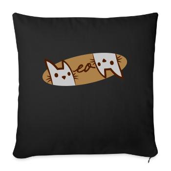 Logo Texte Miaou Chats - Housse de coussin décorative 45 x 45 cm - noir - Devant