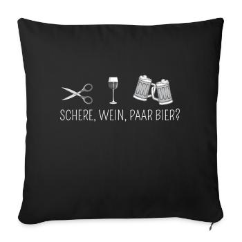 Schere, Wein, paar Bier - Party Saufen Team - Sofakissenbezug 45 x 45 cm - Schwarz - Vorne