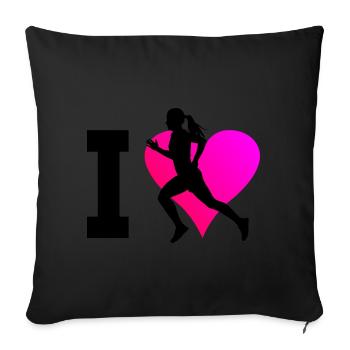 Jogging Course féminine Jogging Cross Country Running - Housse de coussin décorative 45 x 45 cm - noir - Devant