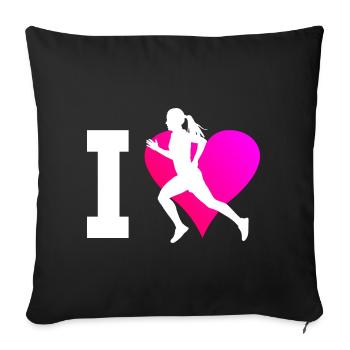 Fitness Course Course à pied Femmes Jogging - Housse de coussin décorative 45 x 45 cm - noir - Devant