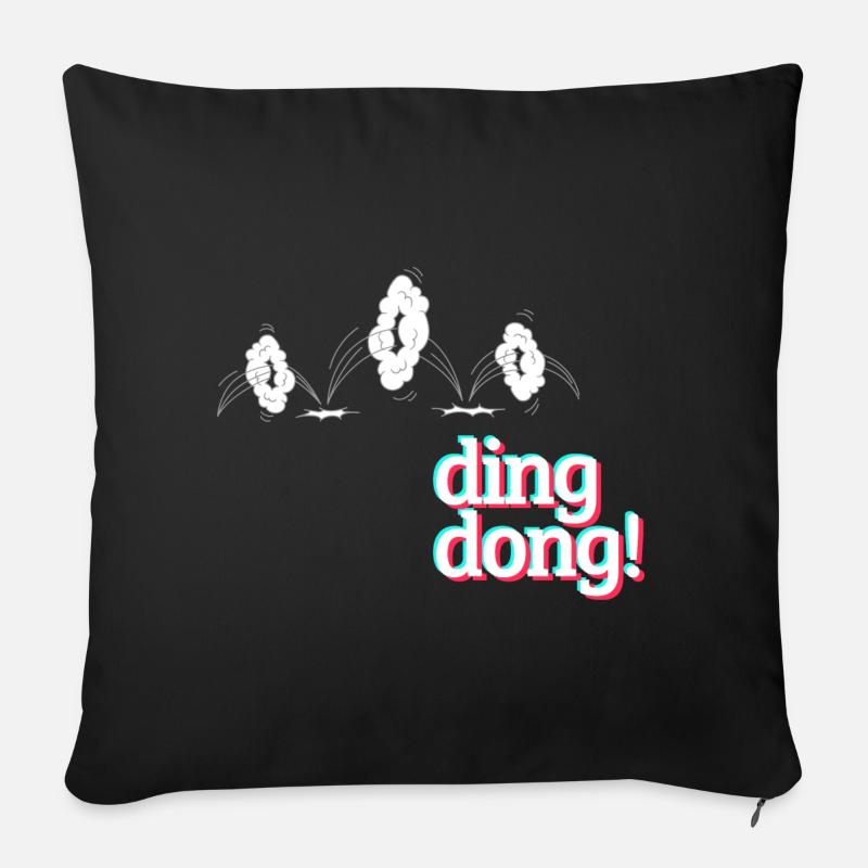 ... dingdong Meme Imprimer - Housse de coussin décorative 45 x 45 cm - noir