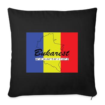 Bukarest - Hauptstadt mit GPS & Flagge - Sofakissenbezug 45 x 45 cm - Schwarz - Vorne