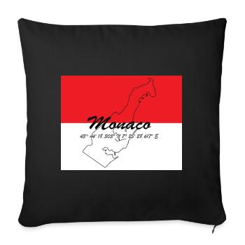 Monaco - Stadtstaat mit GPS & Flagge - Sofakissenbezug 45 x 45 cm - Schwarz - Vorne