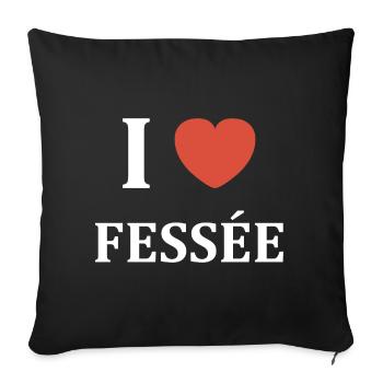 i love fessée - Housse de coussin décorative 45 x 45 cm - noir - Devant