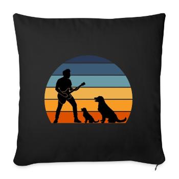 Guitar Player Pet Dog Animal Musician Bassist - Sofa pillowcase 17,3'' x 17,3'' (45 x 45 cm) - black - Front