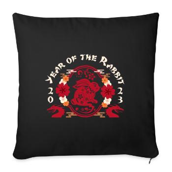 Year Of The Rabbit 2023 Chinese New Year - Sofakissenbezug 45 x 45 cm - Schwarz - Vorne