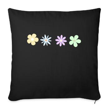 Fleurs minimalistes - Housse de coussin décorative 45 x 45 cm - noir - Devant