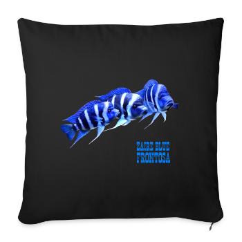 FRONTOSA BLUE ZAÏRE - AQUARIOPHILE FRONTOSA CICHLIDÉ - Housse de coussin décorative 45 x 45 cm - noir - Devant