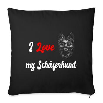 J'adore mon berger allemand - Housse de coussin décorative 45 x 45 cm - noir - Devant
